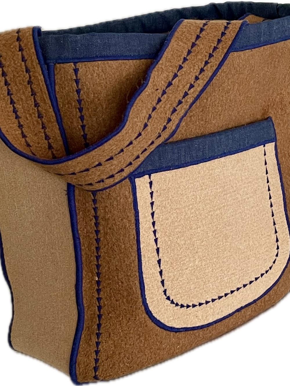 Handcrafted Colorblock Felt Market Tote